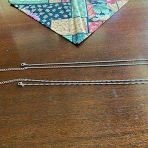 NEW * Lot of 2 * Fine SILVER 18" chains w 2" extenders * TWISTED and BABY ROPE